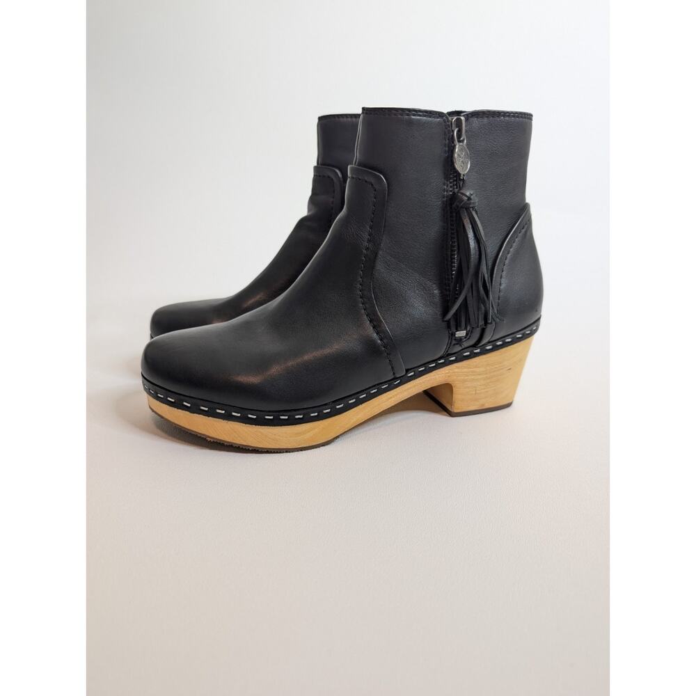 Patricia Nash Rafael Women's Booties Black Leather Retro Zip Chunky Heel 9M